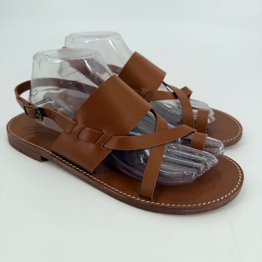 J. Crew Brown Italy Leather Crisscross Slingback Sandals 8.5